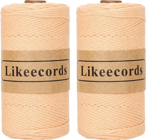 Miniatura 14 de Likeecords Cuerda de algodón 100% hilo de ganchillo de 0.079 pulgadas, cuerda trenzada de macramé, cuerda de macramé, hilo de ganchillo para regalo