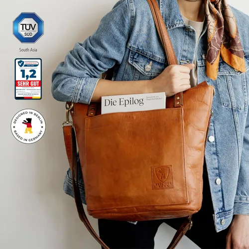 Miniatura 3 de BERLINER BAGS Bolso tote vintage de cuero genuino Verona, bolso de mano, comprador grande, bolsa de trabajo para mujer