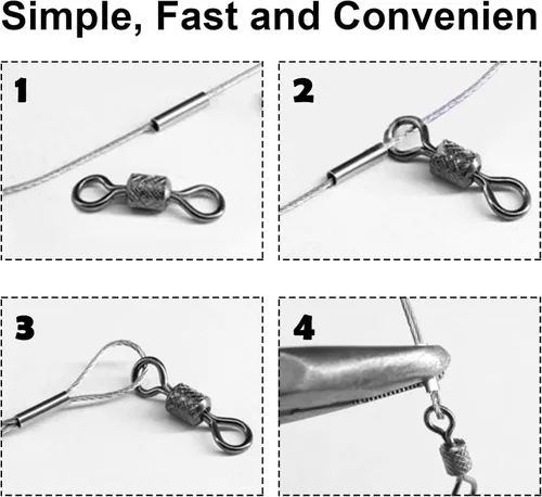 Miniatura 5 de Eupheng Mangas de crimpado de barril de cobre, línea de pesca de barril simple/doble manga de bucle, tubo de cobre para aparejo líder de aparejos