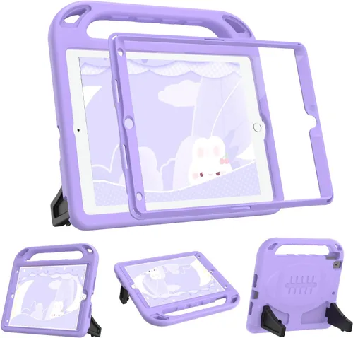Miniatura 10 de BMOUO Funda para niños para iPad de 9ª/8ª/7ª generación (iPad de 10.2 pulgadas, 2021/2020/2019), con protector de pantalla integrado, soporte