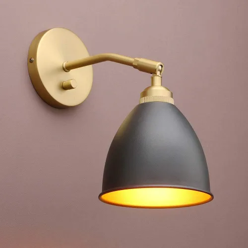 Yosoan Lámpara de pared vintage para estantería, interruptor de encendido y apagado regulable de 1 luz, iluminación industrial de metal con pantalla