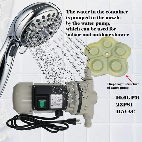 Miniatura 7 de TDRSUPER Bomba de riego de diafragma Bomba de presión de agua eléctrica industrial autocebante 110VAC, 10.6 GPM, 23PSI, 14.3lb, elevación 36.1 ft