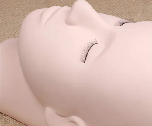 Miniatura 4 de Foraineam Paquete de 2 cabezales de entrenamiento de práctica de goma, maniquí de cosmetología, cabeza de cara para pestañas, maquillaje y masaje