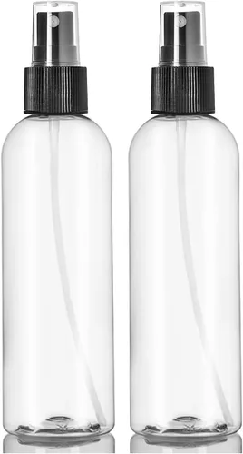 ljdeals botellas de spray de plástico transparente de 8 oz, rociador de llovizna fina negro, botellas vacías recargables para aceites esenciales,