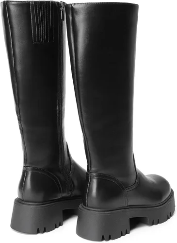 Miniatura 3 de DREAM PAIRS Botas altas hasta la rodilla, cómodas botas de plataforma gruesa con punta redonda y cremallera lateral para mujer