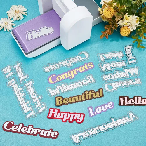 Miniatura 5 de ORIGACH 27 piezas grandes de palabras navideñas troqueladas de metal, plantillas de corte de palabras de sombra para aniversario, fiesta