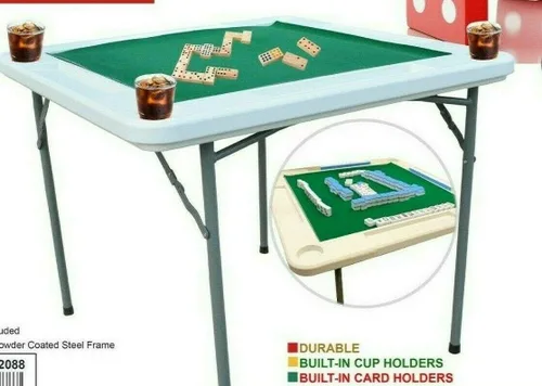 Miniatura 2 de Uniware Mesa de juego de 36 pulgadas de largo x 29.5 pulgadas de alto, mesa de juego Mahjong, mesa plegable portátil para juegos, con portavasos