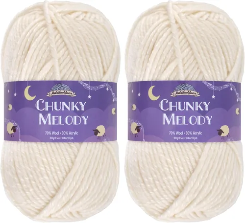 Miniatura 39 de JubileeYarn Chunky Melody - Hilo para tejer 100g/madeja, mezcla de lana gruesa, color maíz naranja - 2 madejas 15 Maíz Naranja