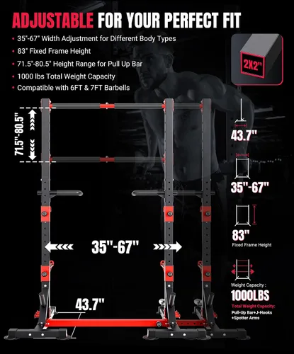 Miniatura 4 de YOLEO Smith Machine & Squat Rack Combo, Multi-Functional Power Racks with Adjustable Width & Pull-Up Bar, Cable Crossover Power Cage, Independent
