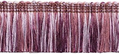 Miniatura 7 de DÉCOPRO 1 3/4 pulgadas de largo (1.6 in) de largo, colección Noblesse hermoso ribete de flecos (0175HB), color burdeos, dorado, rojo, multicolor