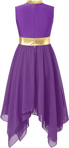 Miniatura 40 de CHICTRY Vestido de baile lírico sin mangas asimétrico para niñas, disfraz de adoración litúrgica contemporánea
