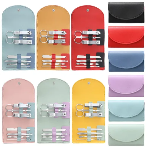 Juego de 12 piezas de manicura, kit de cortauñas mini profesional de acero inoxidable 7 en 1 con cuidado de uñas y pedicura, con bolsa de viaje