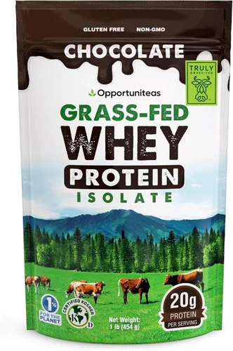 Miniatura 18 de Opportuniteas Polvo aislado de proteína de suero alimentado con hierba, 0.99 oz de proteína sin sabor en polvo sin edulcorantes artificiales, vacas