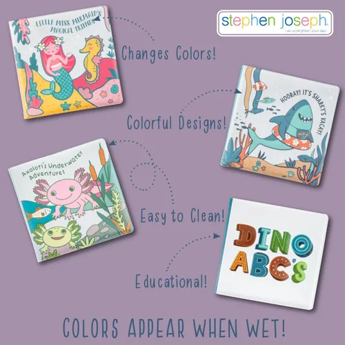 Miniatura 6 de Stephen Joseph, Libro flotante que cambia de color, juguetes de baño para niños pequeños, tiburón