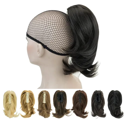 Miniatura 9 de IMISSU Lindas extensiones de cabello de cola de caballo de garra corta, extensiones de cabello grueso con clip en pequeñas piezas de pelo de cola