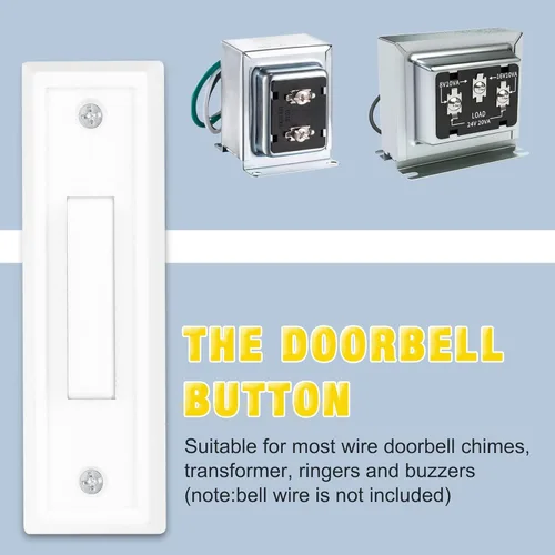 Miniatura 2 de Saillong 2 botones de timbre iluminados, botón pulsador de timbre con cable, timbre de repuesto montado en la pared de garaje con luz LED compatible