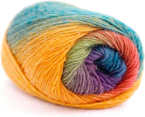 Miniatura 18 de Hilo de lana golo para tejer 200 yardas, hilo Cachemire multicolor arcoíris