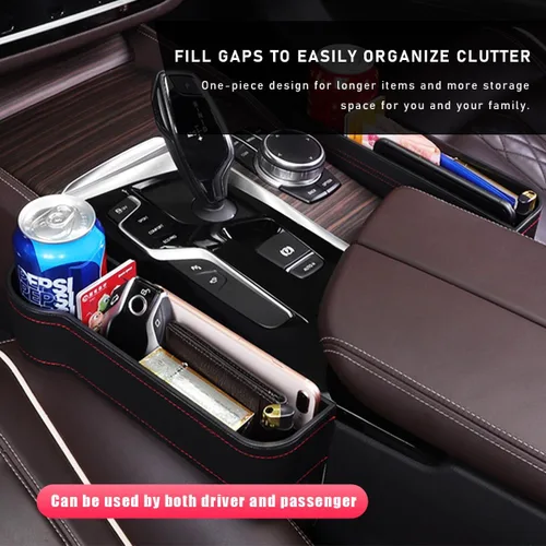 Miniatura 4 de Organizador de Espacio para Asiento de Coche con Portavasos Expandible, Almacenamiento para Asiento Delantero Automotriz con Portavasos, Caja