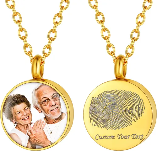 Miniatura 281 de FindChic Collares personalizados con urna para cenizas, barra vertical, gato, luna, reloj de arena, garra de perro, acero inoxidable, chapado en oro