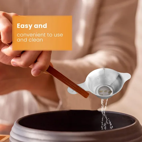 Miniatura 4 de Paquete de 2 coladores de té de malla fina, filtro de té de malla pequeña de acero inoxidable con asa, 2 tamaños diferentes
