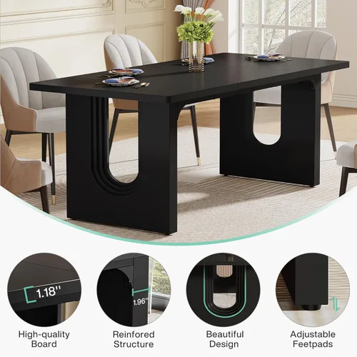 Miniatura 8 de Tribesigns Mesa de Comedor Moderna para 6 Personas, Mesa Grande de Comedor de Cocina de 71 pulgadas con Base de Pedestal de Madera, Mesa de Cena
