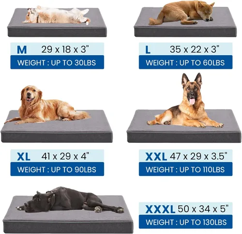 Miniatura 7 de Cama ortopédica de espuma viscoelástica para perros, camas refrescantes para perros medianos, camas lavables para mascotas para jaula con funda