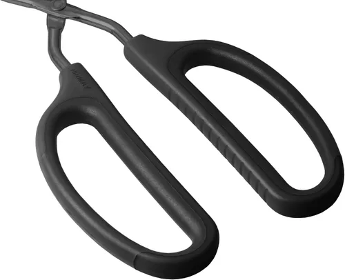 Miniatura 4 de HINMAY Juego de pinzas de acero inoxidable de 12 y 16 pulgadas, pinzas de cocina de metal extralargas para cocinar, asar a la parrilla y servir Negro