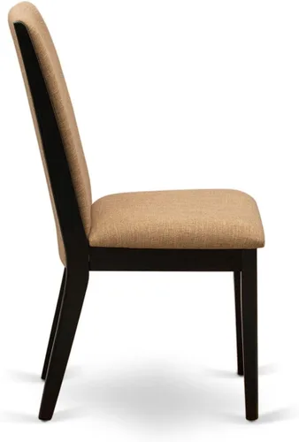 Miniatura 6 de East West Furniture LAP1T47 Lancy Parson - Juego de 2 sillas de comedor tapizadas de tela de lino color sable claro, color negro