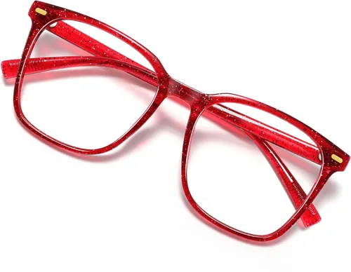 Miniatura 9 de Oversized Square Blue Light Blocking Glasses for Women Men, Anti-Fatigue Computer Monitor Glasses Reduce Eye Strain Negro+marrón transparente