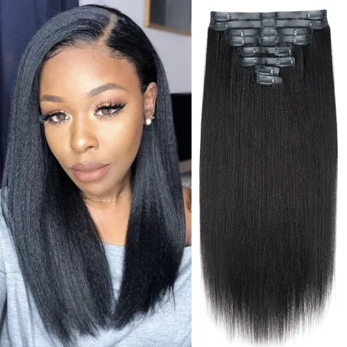 Miniatura 7 de Extensiones de cabello con clip de 12 pulgadas, rizado birmano, negro natural, extensiones de cabello con clip rizado birmano, cabello humano real