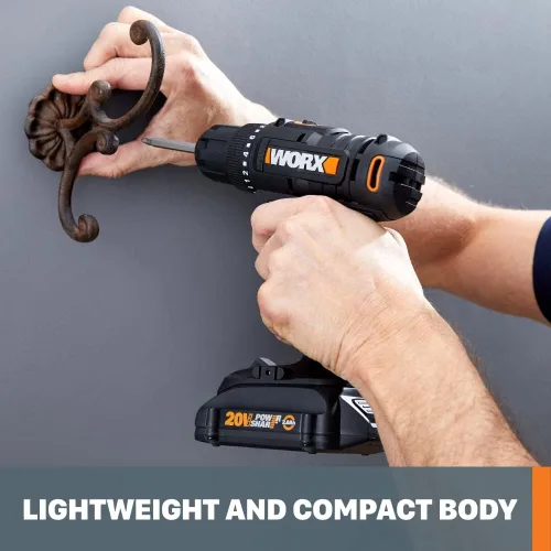 Miniatura 8 de Worx Taladro Atornillador Inalámbrico de 20V, Kit de Accesorios de 84 Piezas, 2 Velocidades Variables, Par de 265 In-Lbs, Embrague 20+1, Ligero
