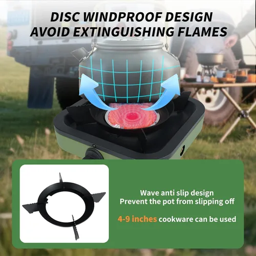 Miniatura 2 de Cothb X - Estufa portátil de propano para campamento, resistente al viento, con bolsa de transporte de 10.6 pulgadas y manguera de gas