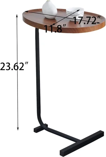 Miniatura 3 de Mesa auxiliar pequeña en forma de C de 2 piezas con marco de metal, mesa de sofá, bandeja de TV, mesita de noche, soporte portátil para laptop, mesa
