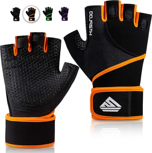 Guantes de Entrenamiento Guantes de Gimnasio Guantes de Levantamiento de Pesas para Hombres y Mujeres con Almohadilla Completa en la Palma, Soporte