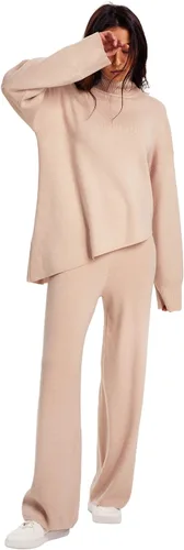 Miniatura 2 de Amoretu Conjuntos de 2 piezas para mujer, conjuntos de suéter de punto y pantalones de pierna ancha