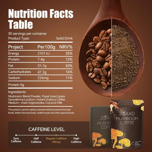 Miniatura 9 de Café de hongos, 6 hongos orgánicos con melena de león y café Cordyceps para energía sostenida, enfoque mental, digestión y apoyo inmunológico, café