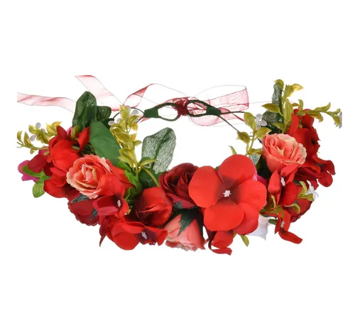 Miniatura 17 de Corona floral para mujer, diadema floral para el cabello, corona de flores, halo bohemio, fiesta, baile de graduación, fotos