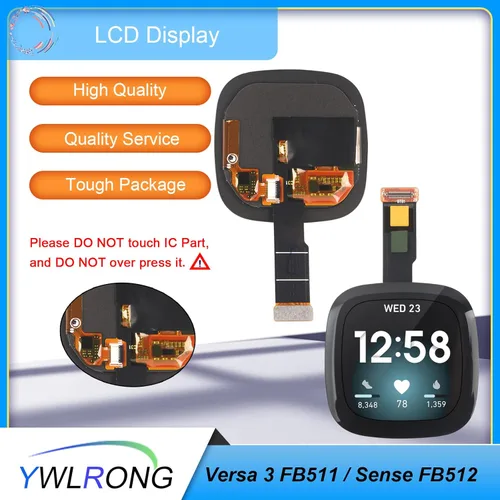 Miniatura 2 de Reemplazo de pantalla para reloj Fitbit Versa 3 FB511/Fitbit Sense FB512, pantalla LCD, pantalla táctil, digitalizador con herramientas (negro)