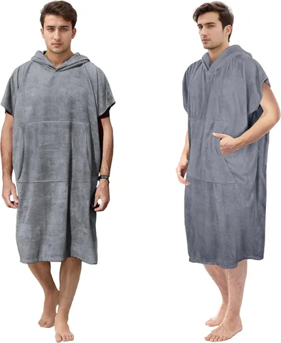 Miniatura 9 de Catalonia Poncho absorbente de surf para hombres y mujeres, poncho de cambio de toalla de secado rápido, poncho de toalla con capucha para adultos