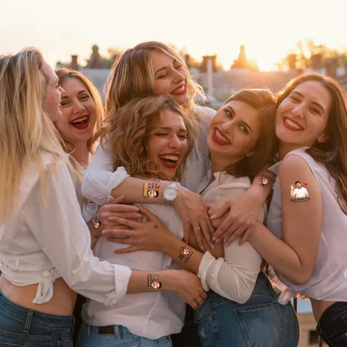 Miniatura 7 de Tatuajes corporales personalizados para despedida de soltera, calcomanías de despedida de soltero, suministros de fiesta con caras divertidas