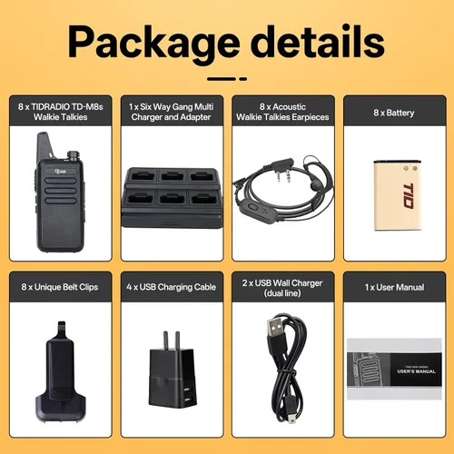 Miniatura 13 de TID RADIO TD-M8s Walkie Talkies para adultos, radio bidireccional de largo alcance, radios FRS VOX sin licencia, walkie talkies recargables de 2