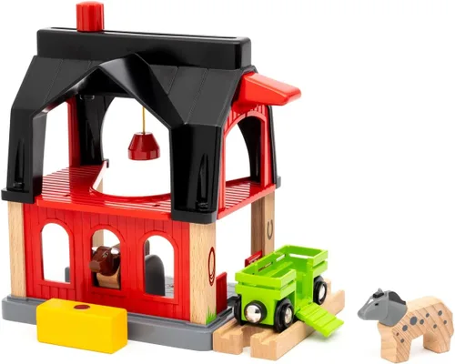BRIO 36012 Animal Barn with Heno Wagon Accesorios para Niños a partir de 3 Años
