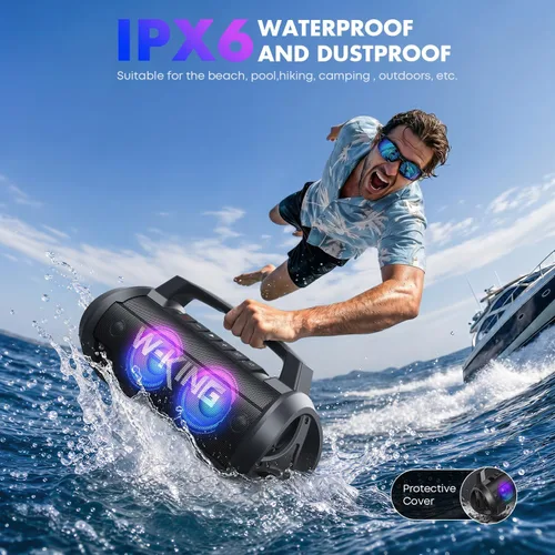Miniatura 3 de W-KING Altavoces Portátiles Bluetooth Inalámbricos, Altavoz Bluetooth Más Potente de 120W Máx, Altavoz Exterior Impermeable IPX6 con Graves