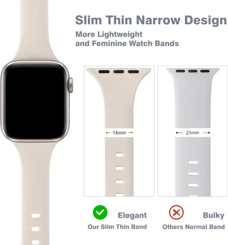 Miniatura 3 de Paquete de 6 correas delgadas compatibles con Apple Watch de 1.496 in 1.575 in 1.614 in 1.654 in 1.732 in 1.772 in 1.811 in 1.929 in, correa