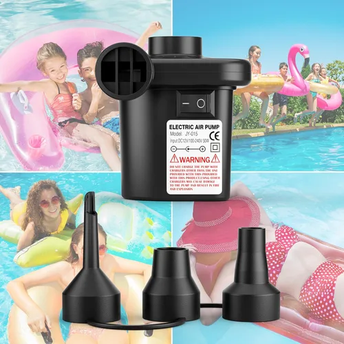 Miniatura 9 de Electric Air Pump for Inflatables,Portable Quick-Fill Air Pump with 3 Nozzles,110V AC/12V DC,Inflator & Deflator Pumps for Outdoor Camping,Air