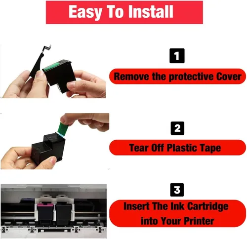 Miniatura 3 de DoorStepInk Cartucho de tinta 65 remanufacturado en Estados Unidos para HP 65 negro N9K03AN - Compatible con HP DeskJet 2633 2655 3758, HP Envy 5055