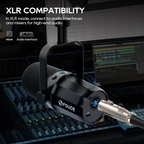 Miniatura 5 de FDUCE SL40 - Micrófono dinámico USB/XLR para podcast, juegos, transmisión en vivo y grabación, con salida de auriculares incorporada, botón