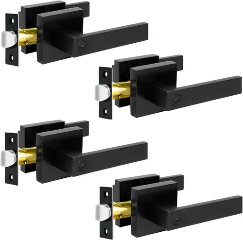 Miniatura 21 de KAMOTA Palancas de puerta de privacidad, 1 paquete de manijas de puerta de color negro mate, cerraduras de puerta de cama y baño, cerraduras