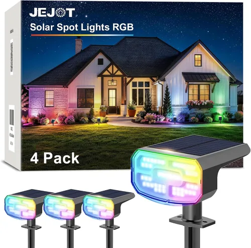 Miniatura 20 de JEJOT Luces solares para exteriores, impermeables, IP65, encendido/apagado automático, 2700 K, 2 modos de iluminación, LED súper brillante, luces