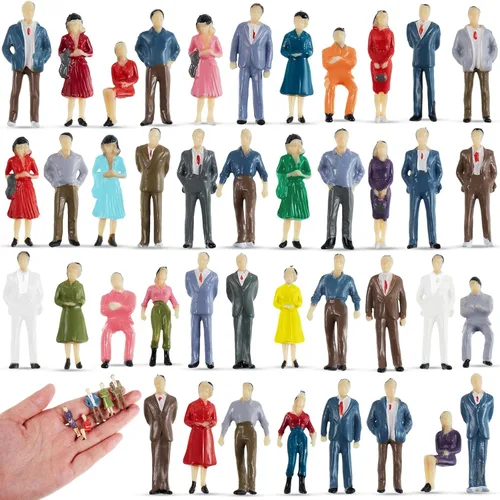 Juexica 80 piezas de mini figuras de personas a escala 1:50, trenes modelo arquitectónicos, figuras de personas pintadas, pequeñas figuras en